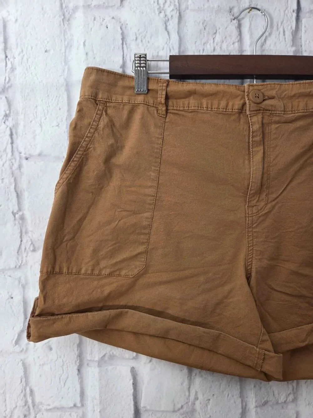 Social Standard by Sanctuary XXL Dark Tan Button Cuff Casual Summer Shorts
